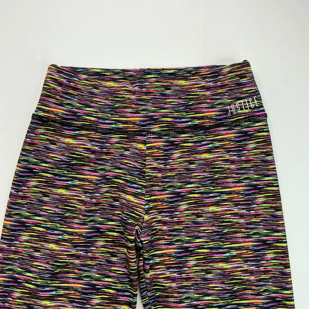 Justice Multicolor Active Leggings Kids Size 12 Space Dye Neon Striped 172044